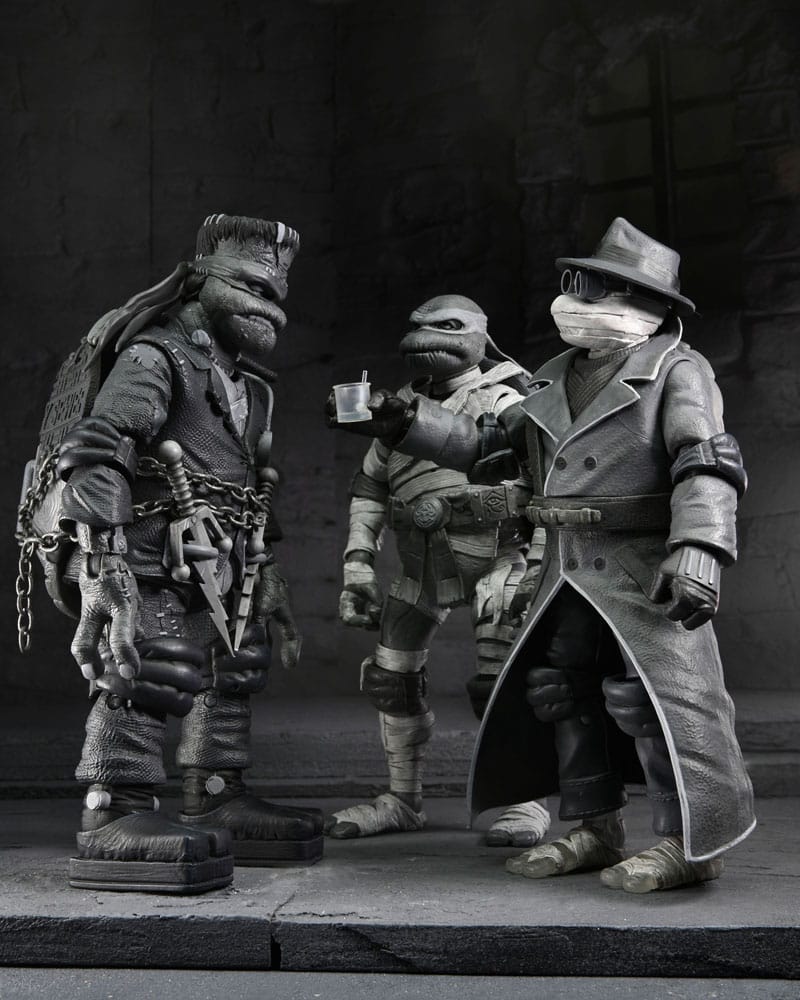 NECA Universal Monsters x Teenage Mutant Ninja Turtles pack de 4 Figuras Turtles Black & White 18 cm