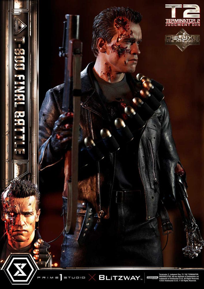 Prime 1 Studio Terminator 2 Estatua Museum Masterline Series 1/3 T-800 Final Battle Deluxe Bonus Version 75 cm