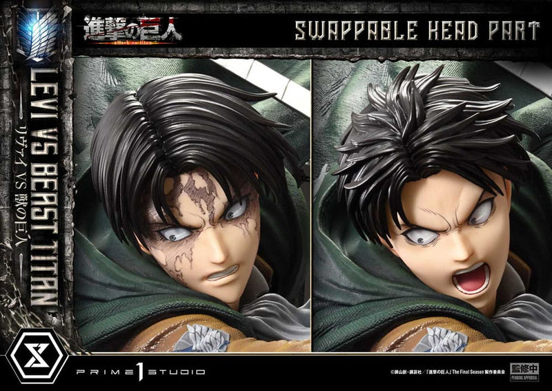 PRIME 1 STUDIOS Attack on Titan Estatua Ultimate Premium Masterline Series 1/4 Levi Versus Beast Titan 73 cm