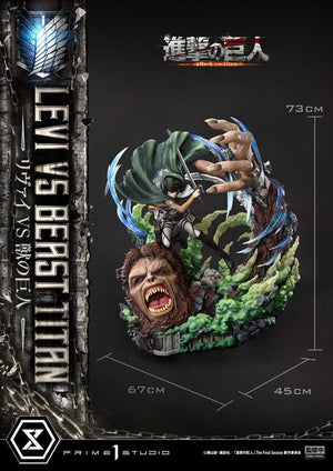 PRIME 1 STUDIOS Attack on Titan Estatua Ultimate Premium Masterline Series 1/4 Levi Versus Beast Titan 73 cm