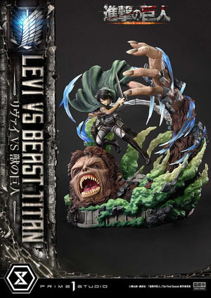 PRIME 1 STUDIOS Attack on Titan Estatua Ultimate Premium Masterline Series 1/4 Levi Versus Beast Titan 73 cm