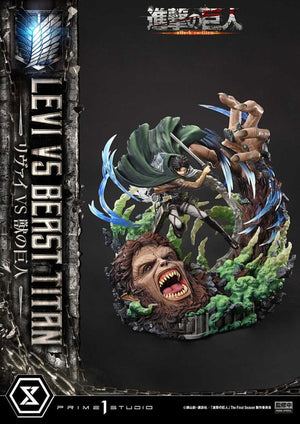 PRIME 1 STUDIOS Attack on Titan Estatua Ultimate Premium Masterline Series 1/4 Levi Versus Beast Titan 73 cm