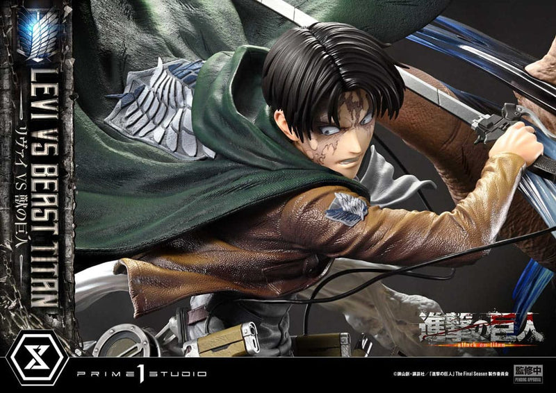 PRIME 1 STUDIOS Attack on Titan Estatua Ultimate Premium Masterline Series 1/4 Levi Versus Beast Titan 73 cm