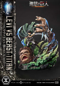 PRIME 1 STUDIOS Attack on Titan Estatua Ultimate Premium Masterline Series 1/4 Levi Versus Beast Titan 73 cm