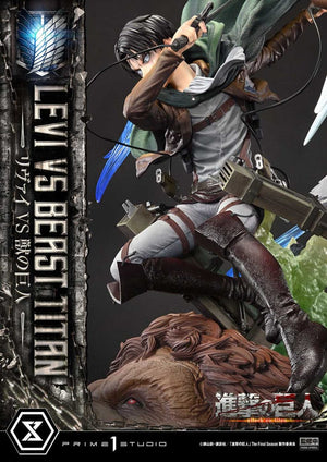 PRIME 1 STUDIOS Attack on Titan Estatua Ultimate Premium Masterline Series 1/4 Levi Versus Beast Titan 73 cm