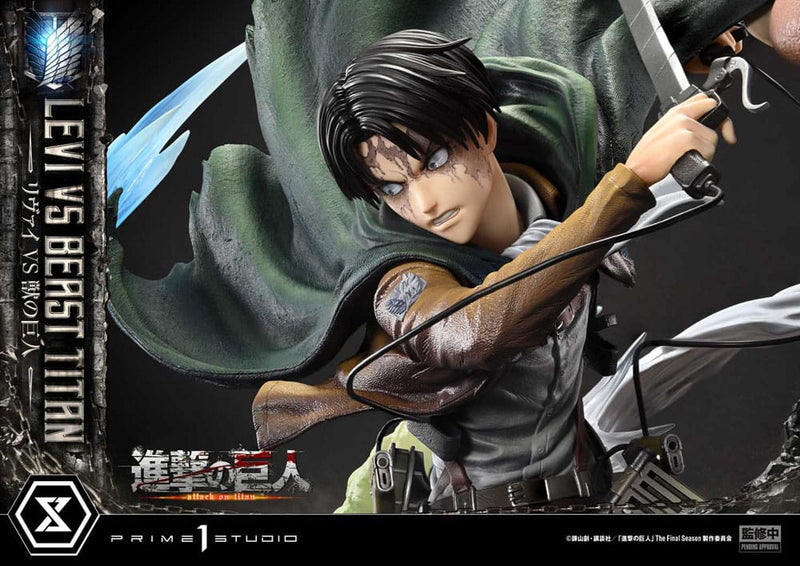 PRIME 1 STUDIOS Attack on Titan Estatua Ultimate Premium Masterline Series 1/4 Levi Versus Beast Titan 73 cm