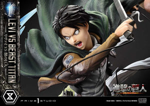 PRIME 1 STUDIOS Attack on Titan Estatua Ultimate Premium Masterline Series 1/4 Levi Versus Beast Titan 73 cm