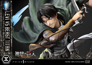 PRIME 1 STUDIO Attack on Titan Estatua Ultimate Premium Masterline Series 1/4 Levi Versus Beast Titan Bonus Version 73 cm