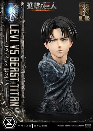 PRIME 1 STUDIO Attack on Titan Estatua Ultimate Premium Masterline Series 1/4 Levi Versus Beast Titan Bonus Version 73 cm