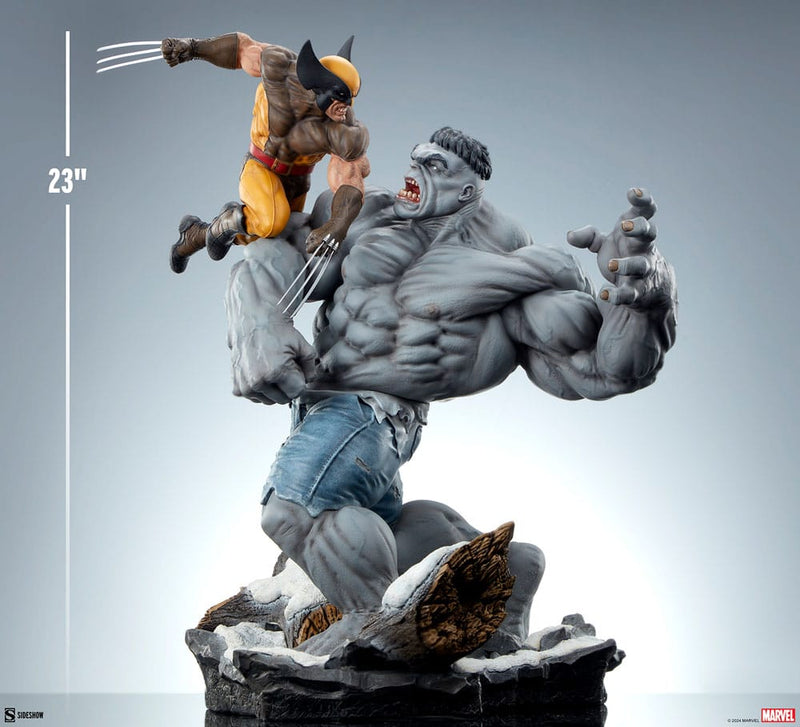 SIDESHOW COLLECTIBLES Marvel Estatua Grey Hulk vs Wolverine 58 cm