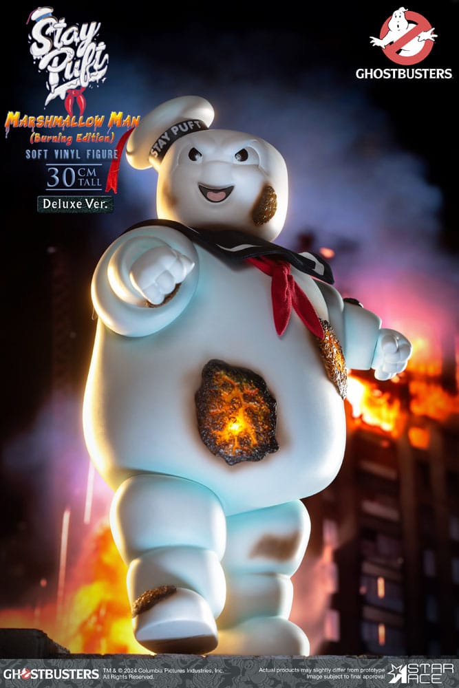 STAR ACE Ghostbusters Estatua Soft Vinyl Stay Puft Marshmallow Man Burnign Edition Deluxe Version 30 cm