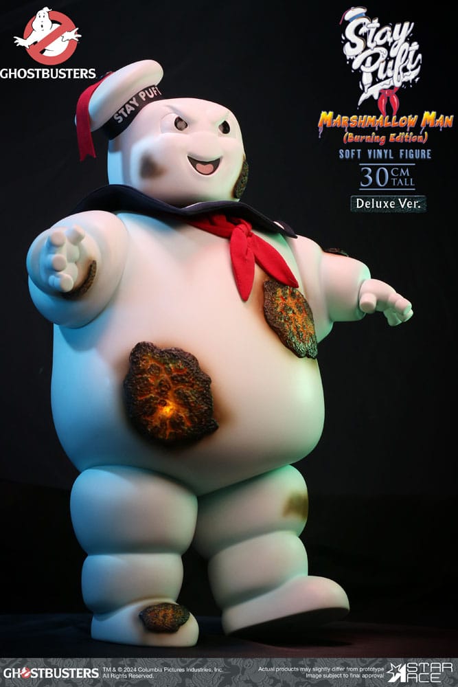 STAR ACE Ghostbusters Estatua Soft Vinyl Stay Puft Marshmallow Man Burnign Edition Deluxe Version 30 cm