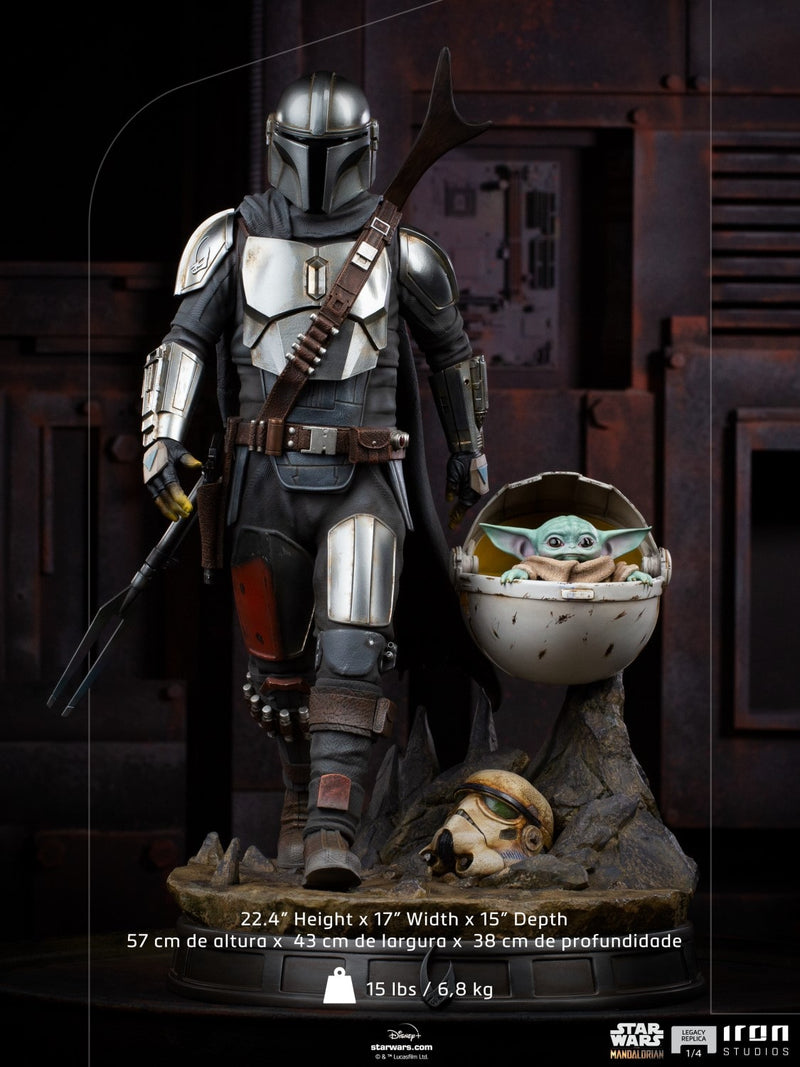 Iron Studios 1/4 Estatua Réplica Legacy Star Wars The Mandalorian & The Child Grogu