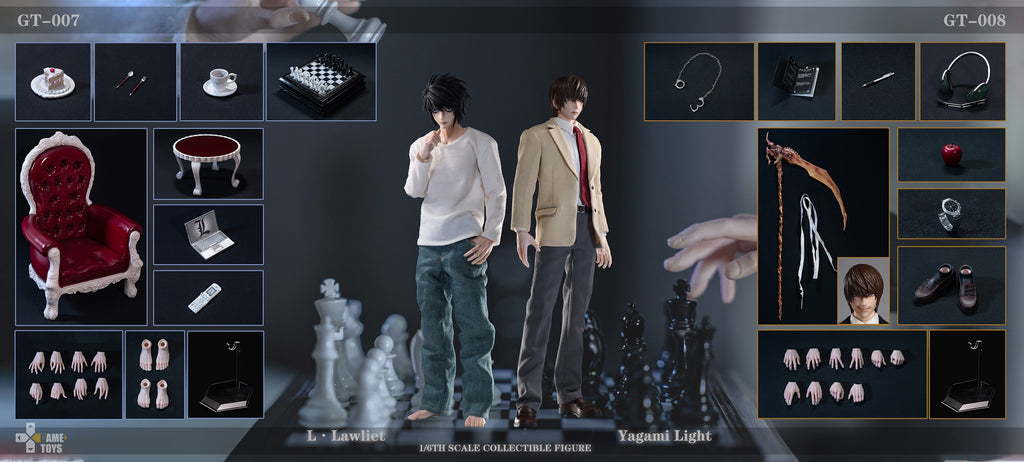 GAMETOYS GT-007UP & GT-008UP 1/6 L. Lawliet & Yagami Light KIRA (Half Body Silicone Body Version Double Set)