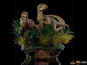 Parque Jurásico Estatua 1/10 Deluxe Art Scale Just The Two Raptors 20 cm